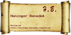 Heninger Benedek névjegykártya